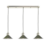 HAD3661-07 3 Light Antique Chrome Suspension With Olive Green Shades