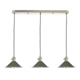3 Light Antique Chrome Suspension With Olive Green Shades