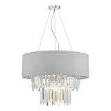 HAL0639 6 Light Pendant Grey Shade & Crystal