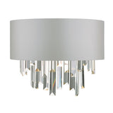 HAL0939 2 Light Wall Light Grey Shade & Crystal