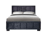 Small Double Bed Black Crushed Velvet