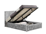 HANOT46STEV2 Double Ottoman Bed Steel Crushed Velvet