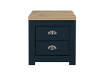 2 Drawer Bedside Navy Blue & Oak