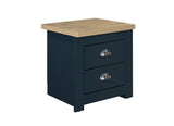 HIG2BNOK 2 Drawer Bedside Navy Blue & Oak