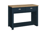 HIG2COTNOK 2 Drawer Console Table Navy Blue & Oak