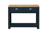 2 Drawer Console Table Navy Blue & Oak