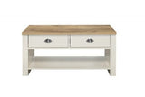 2 Drawer Coffee Table Cream & Oak