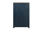 3 Door Wardrobe Navy Blue & Oak