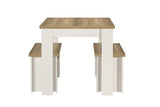 HIGDSBCRO Dining Table & Bench Set Cream & Oak