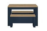 HIGDSBNOK Dining Table & Bench Set Navy Blue & Oak