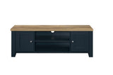 Large TV Unit Navy Blue & Oak