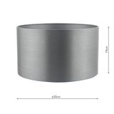 Grey Faux Silk Drum Shade 30Cm