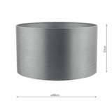 Grey Faux Silk Drum Shade 40Cm
