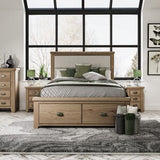 4'6 Bed with Fabric Headboard and Drawer Footboard Set