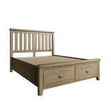 5'0 Bed with Wooden Headboard and Drawer Footboard Set