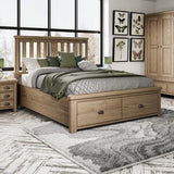 5'0 Bed with Wooden Headboard and Drawer Footboard Set