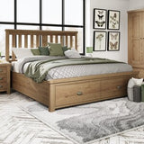 6'0 Bed with Wooden Headboard and Drawer Footboard Set
