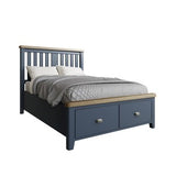 4'6 Bed with Wooden Headboard and Drawer Footboard Set