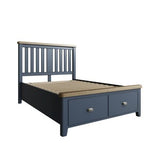 4'6 Bed with Wooden Headboard and Drawer Footboard Set