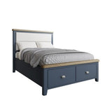 4'6 Bed with Fabric Headboard and Drawer Footboard Set