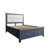 4'6 Bed with Fabric Headboard and Drawer Footboard Set