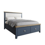 5'0 Bed with Fabric Headboard and Drawer Footboard Set