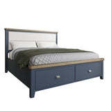 6'0 Bed with Fabric Headboard and Drawer Footboard Set