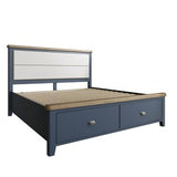 6'0 Bed with Fabric Headboard and Drawer Footboard Set