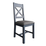 Crossback Chair with Fabric Seat in Check Grey
