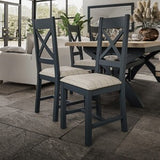 Crossback Chair with Fabric Seat in Check Natural