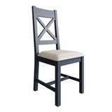 Crossback Chair with Fabric Seat in Check Natural