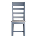 Slatted Chair with Fabric Seat in Check Grey