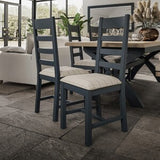 Slatted Chair with Fabric Seat in Check Natural
