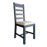 Slatted Chair with Fabric Seat in Check Natural