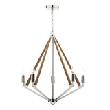 HOT0538 5 Light Pendant Polished Nickel Wood