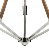5 Light Pendant Polished Nickel Wood
