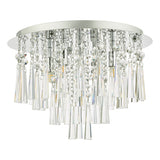 5 Light Flush Polished Chrome Crystal