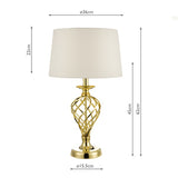 Touch Table Lamp Gold Cage Twist Base With Shade - Large