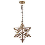 ILA8675 Large Star Pendant Antique Brass & Glass
