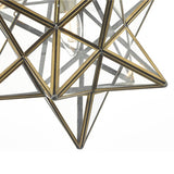 Large Star Pendant Antique Brass & Glass