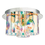 INT5350 3 Light Flush Pol Chrome & Iridised Glass
