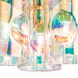 3 Light Flush Pol Chrome & Iridised Glass