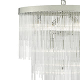 7Lt Pendant Polished Chrome & Clear Glass Rods
