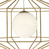 1 Light Pendant Hexagonal Old Gold Frame Opal Glass