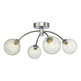 IZZ0450-03 4 Light Semi Flush Polished Chrome Twisted Glass