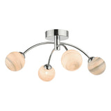 IZZ0450-07 4 Light Semi Flush Polished Chrome Planet Glass