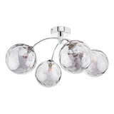 4 Light Semi Flush Polished Chrome Smoked Dimpled 150Mm Glass