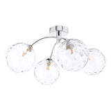 4 Light Semi Flush Polished Chrome Clear Dimpled 150Mm Glass