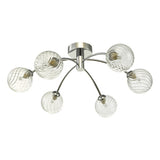 6Lt Semi Flush Polished Chrome Twisted Glass