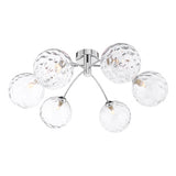 6 Light Semi Flush Polished Chrome Clear Dimpled 150Mm Glass